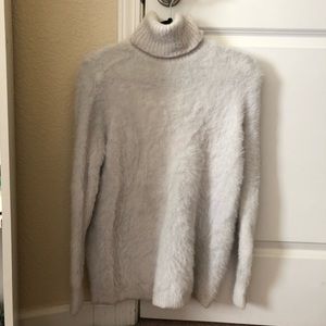 Zara White Fuzzy Turtleneck Sweater